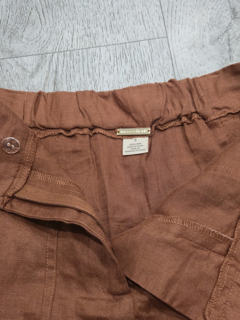 Magaschoni 100% Linen Cargo Midi Skirt Size 6 Rust Brown Utility Maxi Skirt - Picture 13 of 13